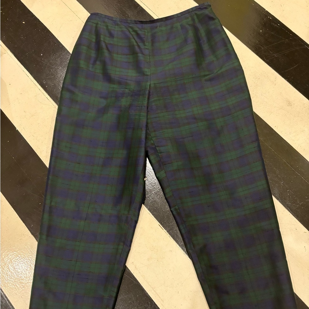 Talbots, pure silk, plaid pants